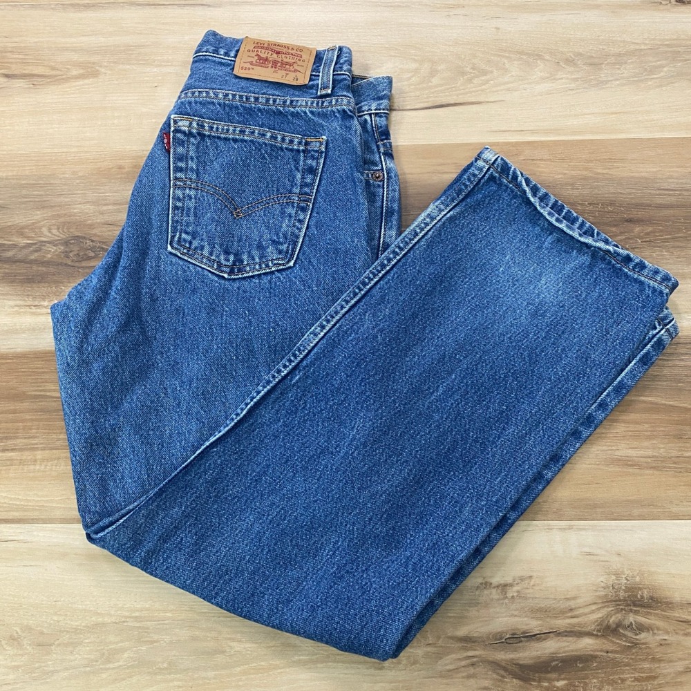 Levi's 529 Jeans W27 L28 Student Low Loose Fit 100% Cotton Straight Blue Vintage
